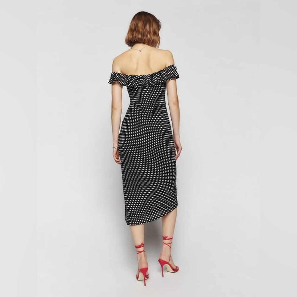 NWT Reformation charm off should polka dot dress. Size L. - Picture 3 of 4